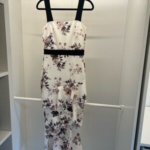 Floral Print Maxi Dress with Black Accents